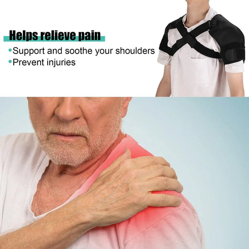Adjustable Double Shoulder Brace Sports Shoulder Support Belt Back Pain Relief Double Bandage Cross Compression Shoulder Strap