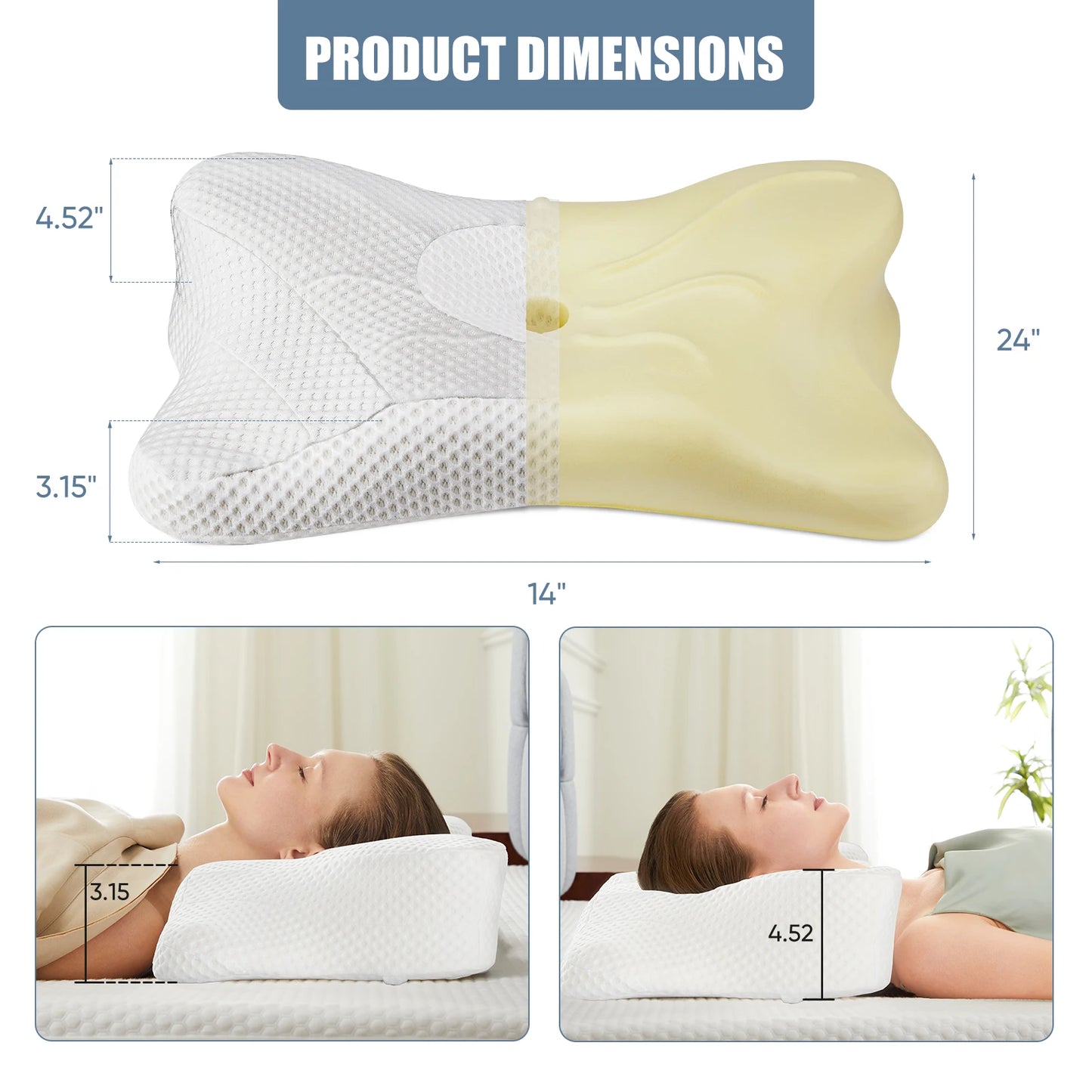 2-in-1 Memory Foam Cervical Pillow for Neck Pain Relief