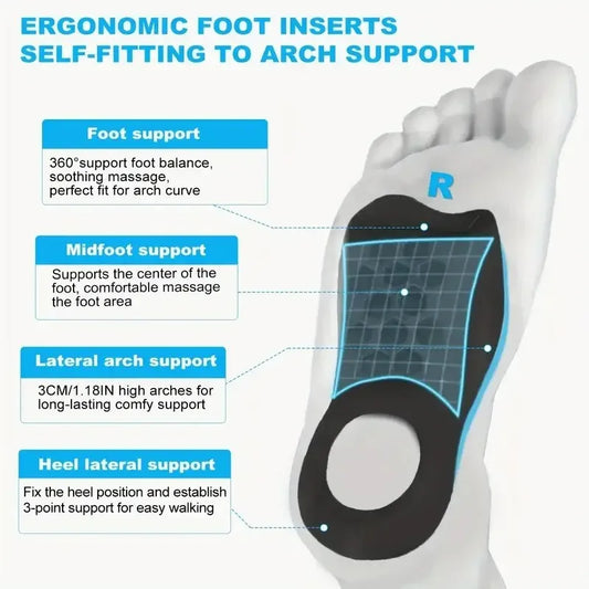 1 Pair Arch Support Inserts - Comfortable TPR Material, Ideal for Men & Women, Universal Fit, Promotes Proper Foot Alignment
