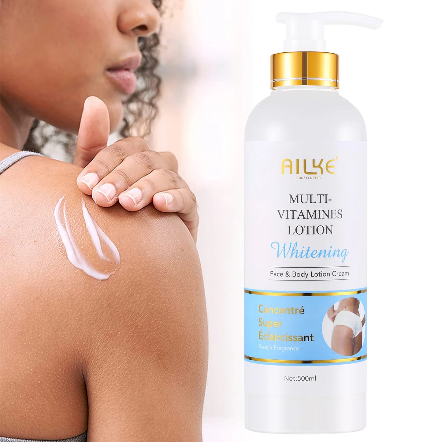AILKE Multi Vitamin Brightening Body Lotion, Clean Skin With Vitamins A,E,B3,B5, Increase Radiance, Smooth, Moisturizer Cream