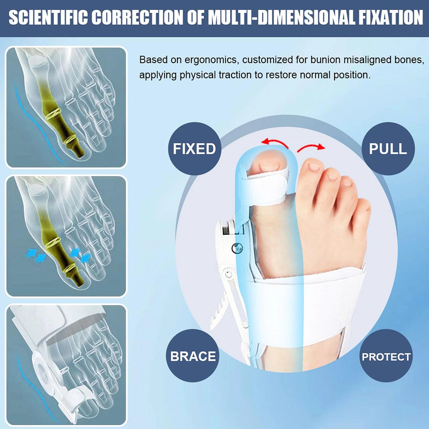 Adjustable Toe Corrector Unisex Bunion Foot Hallux Valgus Braces Rotatable Toe Separator Straightener for Left and Right Foot