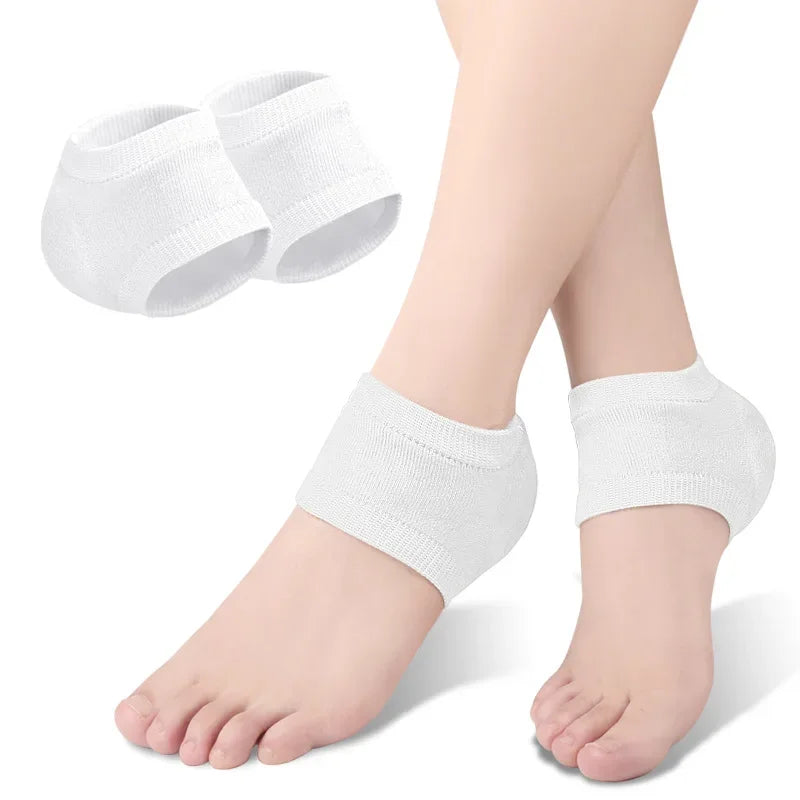 Gel Silicone Heel Protector Sleeve Heel Pads Heel Cups Plantar Fasciitis Support Feet Care Skin Repair Cushion Half-yard Socks