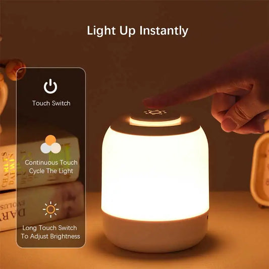LED Camping Night Light, 2400mah Type-C Charging Bedside Lamps, Infinite Dimming Lantern, Touch Dimmable Lamp for Outdoor Decor