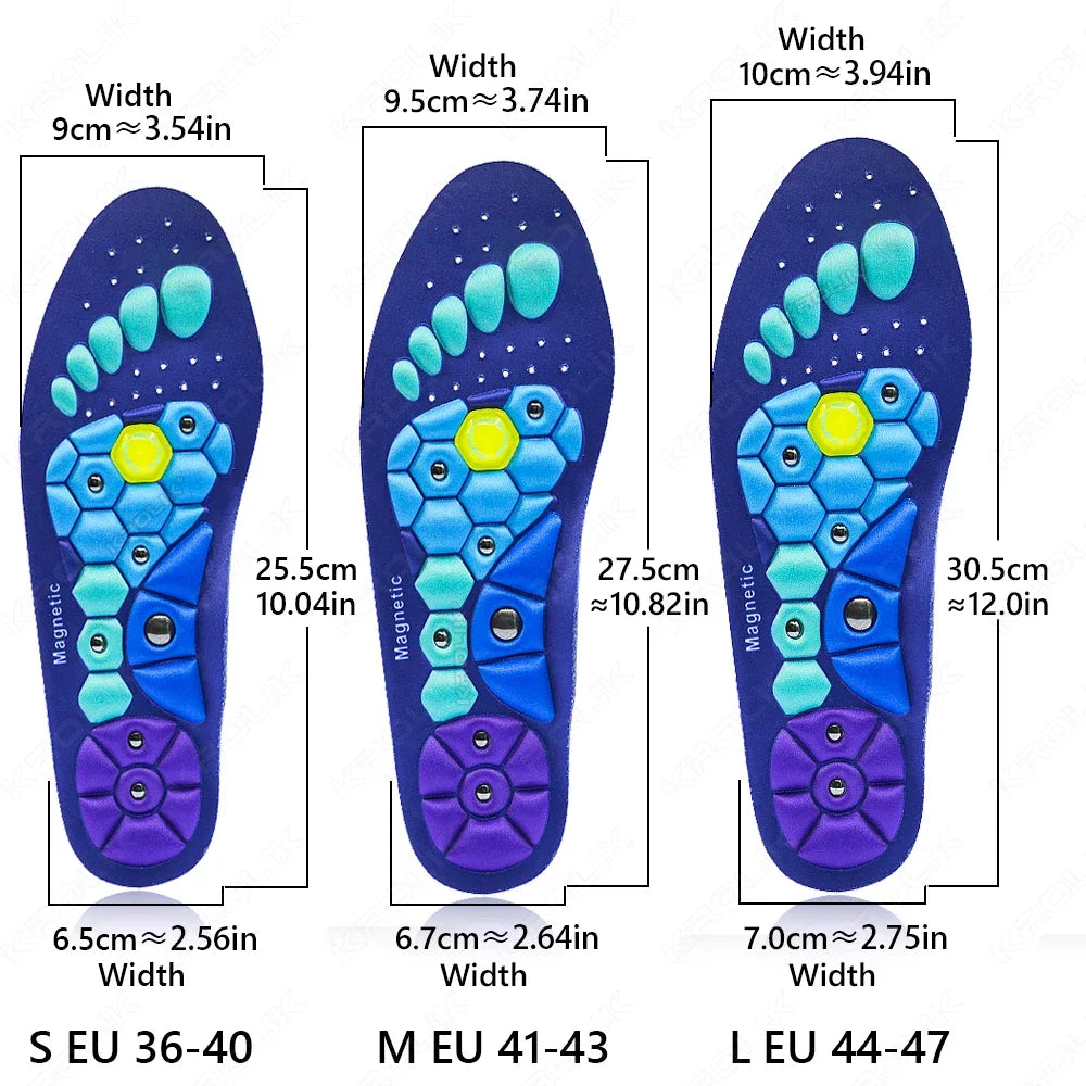 Sport Magnetic Therapy Massage Insoles for Shoes Foot Acupressure Soft Shock Absorption Deodorant Running Unisex Orthopedic Pads